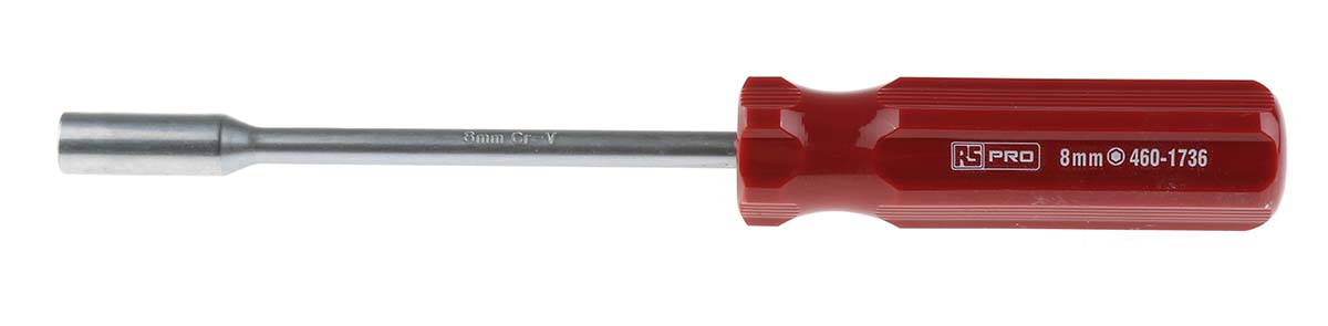 RS PRO Hexagon Nut Driver, 8 mm Tip, 125 mm Blade, 226 mm Overall