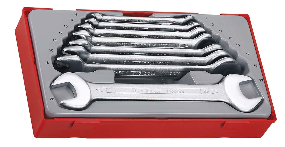 Teng Tools 8-Piece Spanner Set, 6 → 22 mm, Chrome Vanadium