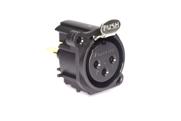 Amphenol Industrial Chassis Mount XLR Connector, Vertical, Female, IP40, 133 V, 3 Way, Gold over Nickel Plating