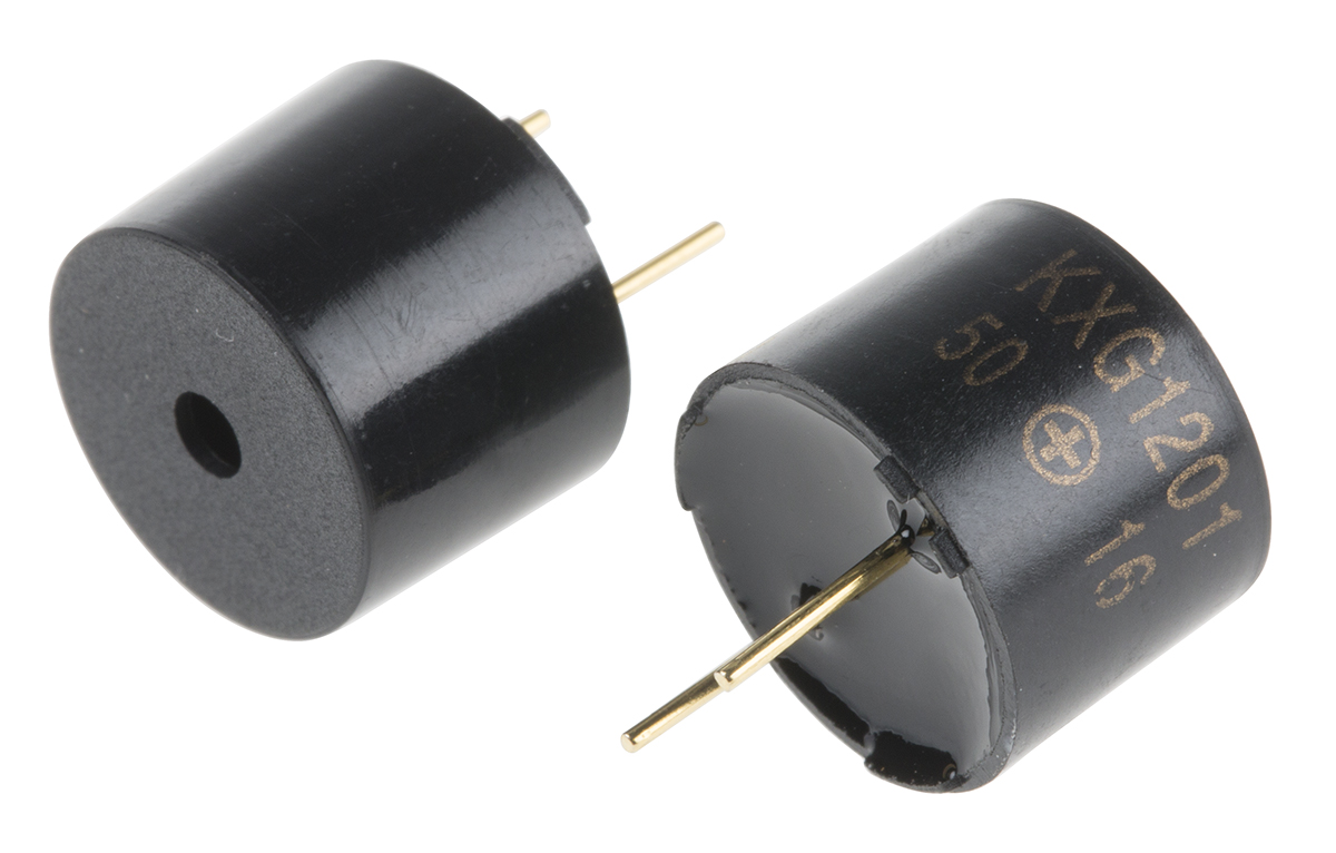 RS PRO 88dB PCB Mount Continuous Internal Magnetic Buzzer Component, 12 x 9.5mm, 1.2V ac Min, 3V ac Max