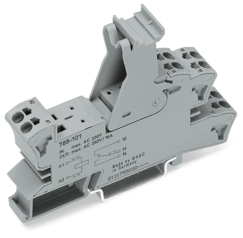 WAGO 788 2 Pin 300V DIN Rail Relay Socket, for use with Basic Relays