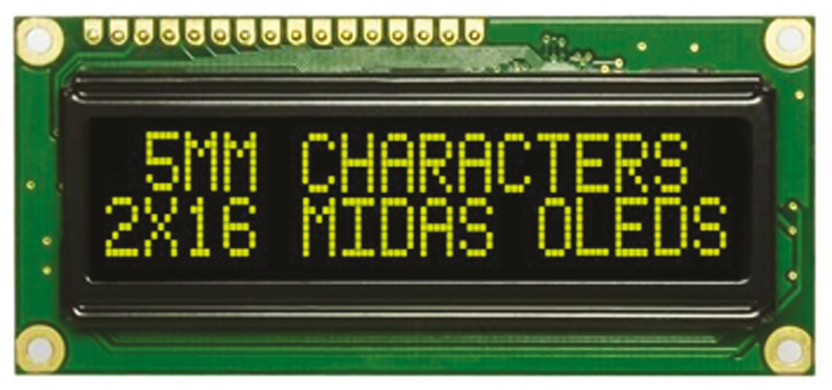 Midas Yellow Passive matrix OLED Display COB Parallel Interface