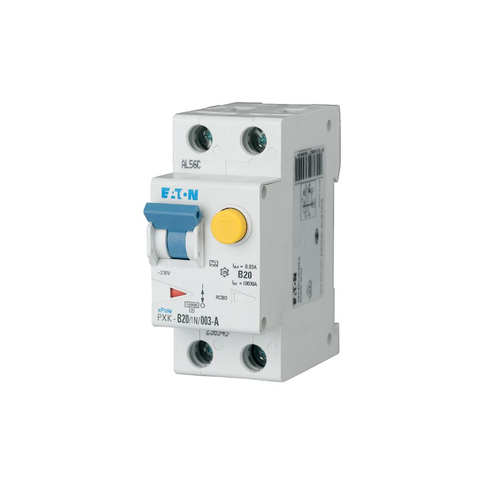 Eaton RCBO, 20A Current Rating, 1P + N Poles, 300mA Trip Sensitivity, Type C, xPole Range