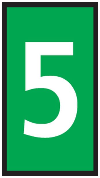 HellermannTyton HODS50 Slide On Cable Marker, White on Green, Pre-printed "5", 1.7 → 3.6mm Cable, 531-15370