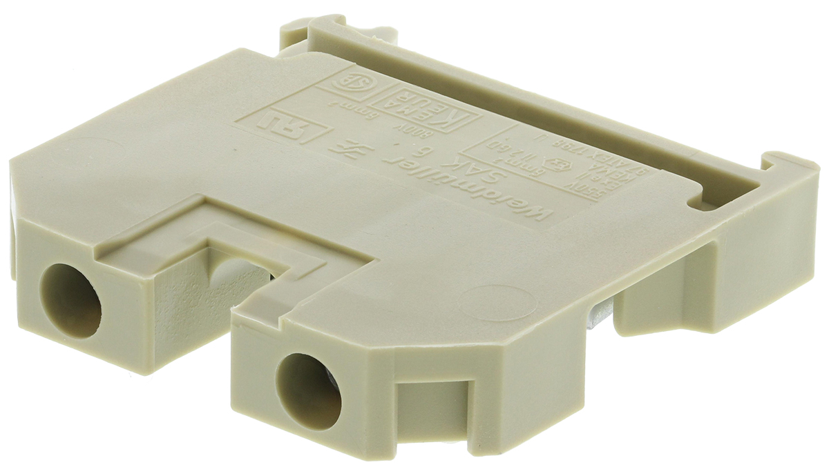 Weidmuller 0380560000 SAK 6/35 PA Series Beige, Yellow, 6mm², Single-Level, Feed Through Termination