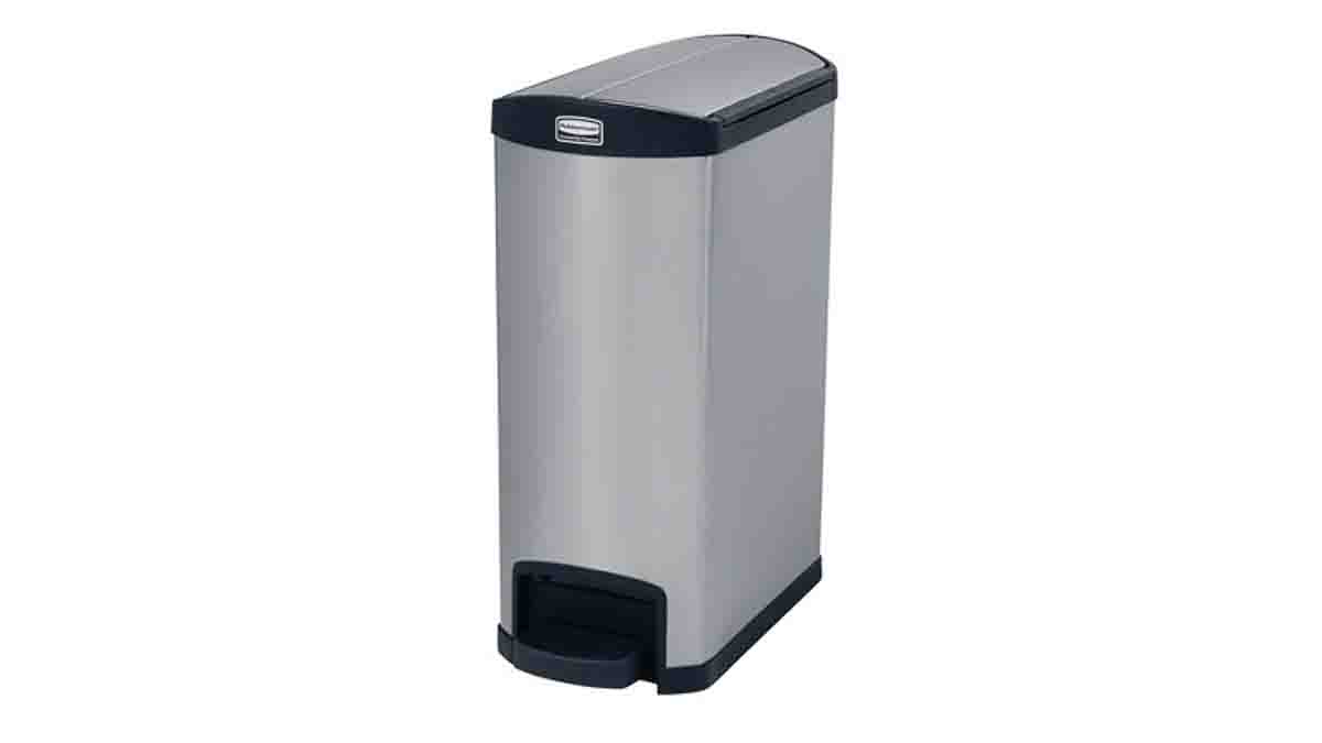 Rubbermaid Commercial Products Slim Jim 50L Black Pedal Galvanised Steel Waste Bin