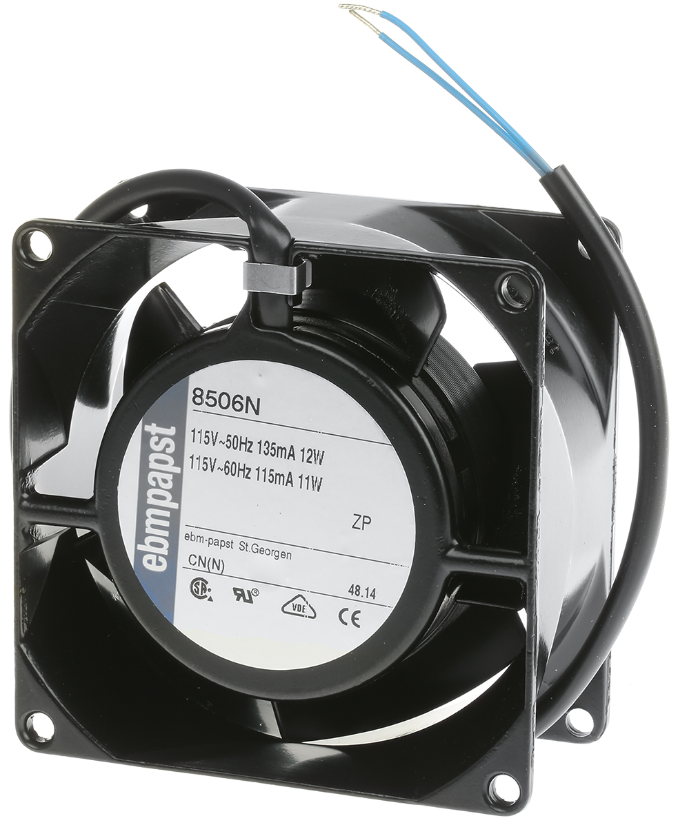 ebm-papst 8000 N Series Axial Fan, 115 V ac, AC Operation, 61m³/h, 11W, 80 x 80 x 38mm