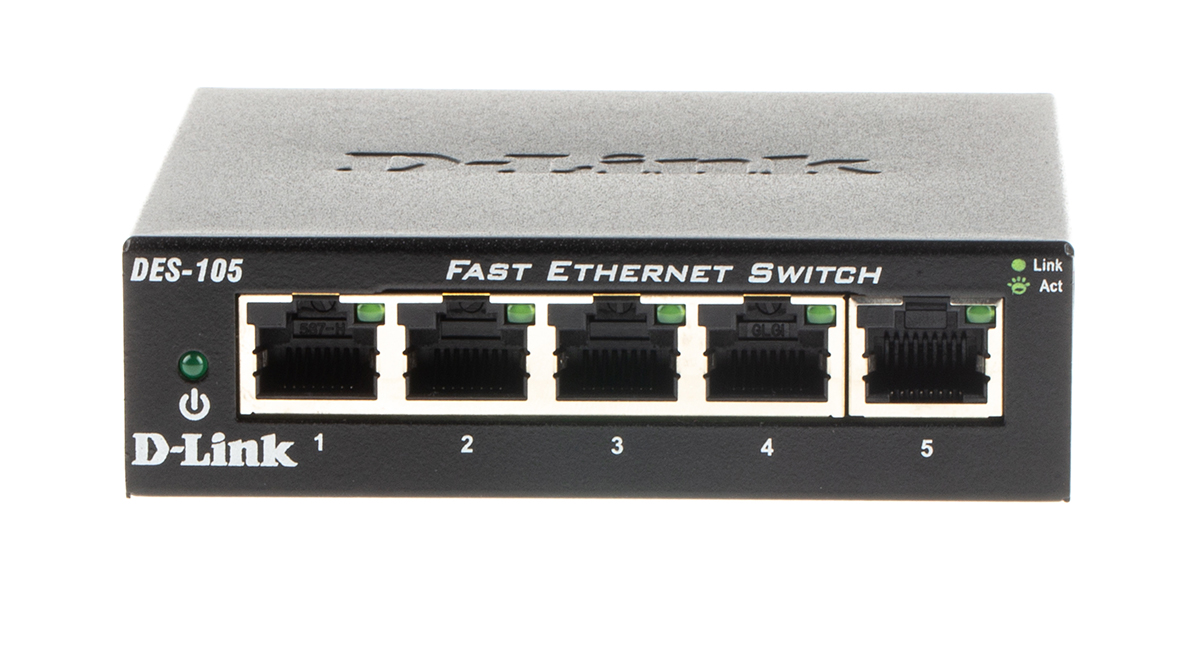 D-Link 5-Port Fast Ethernet Switch, Unmanaged 5 Port Network Switch, UK