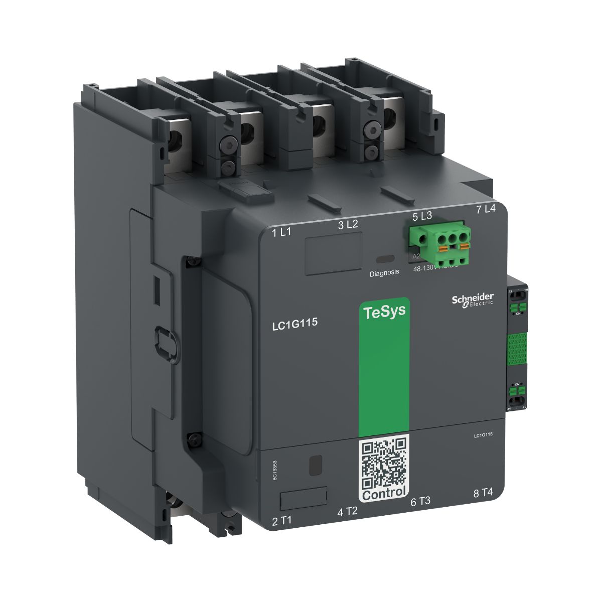 Schneider Electric TeSys F LC1G225 Contactor, 100 → 250 V ac/dc Coil, 4-Pole, 330 A, 1 NO + 1 NC