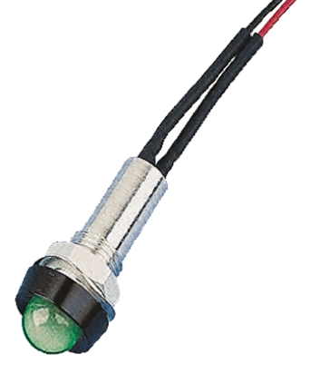 Oxley Green Panel Mount Indicator, 230V ac, 8mm Mounting Hole Size, Lead Wires Termination, IP67