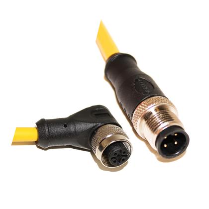 Mueller Electric Male 4 way Straight Male to Female 4 way Right Angle Female Connector Sensor Actuator Cable, 10 m
