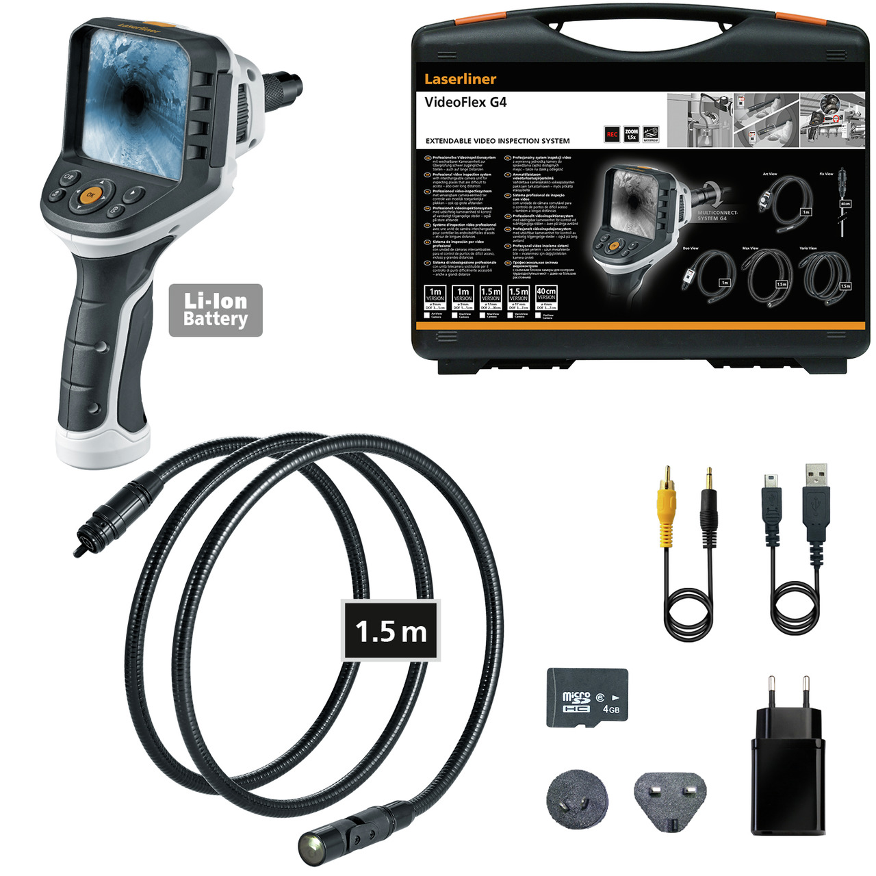 Laserliner 092.947A 17mm probe Inspection Camera Kit, 1500mm Probe Length, 640 X 480pixels Resolution, LED Illumination