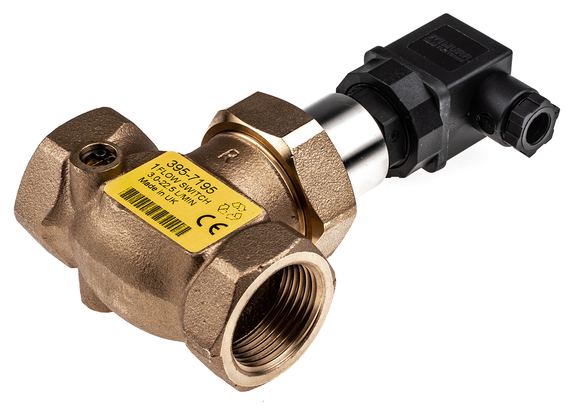 Gems Sensors FS-200E-A Series Shuttle Flow Sensor for Liquid, 3 L/min Min, 22.5 L/min Max