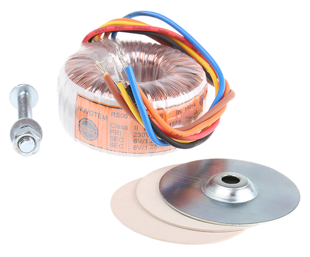 Nuvotem Talema 230V ac, 2 x 6V ac Toroidal Transformer, 15VA 2 Output