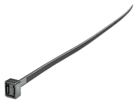 HellermannTyton Cable Tie, Outside Serrated, 200mm x 7.6 mm, Black Polyamide 6.6 (PA66), Pk-50