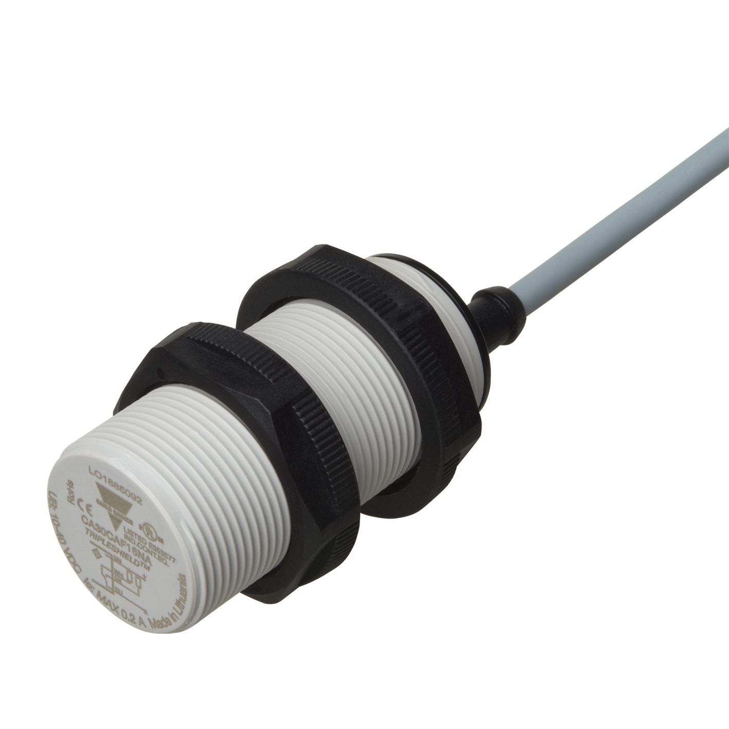 Carlo Gavazzi Capacitive Threaded Barrel Proximity Sensor, M30, 16 mm Detection, PNP NO+NC, 10 → 40 V dc