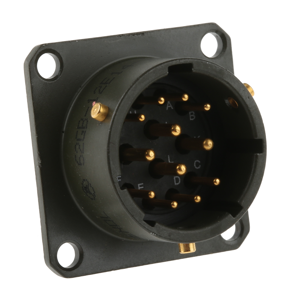 Amphenol Limited, 62GB 12 Way Box Mount MIL Spec Circular Connector ReceptacleOlive, Pin Contacts,Shell Size 14,