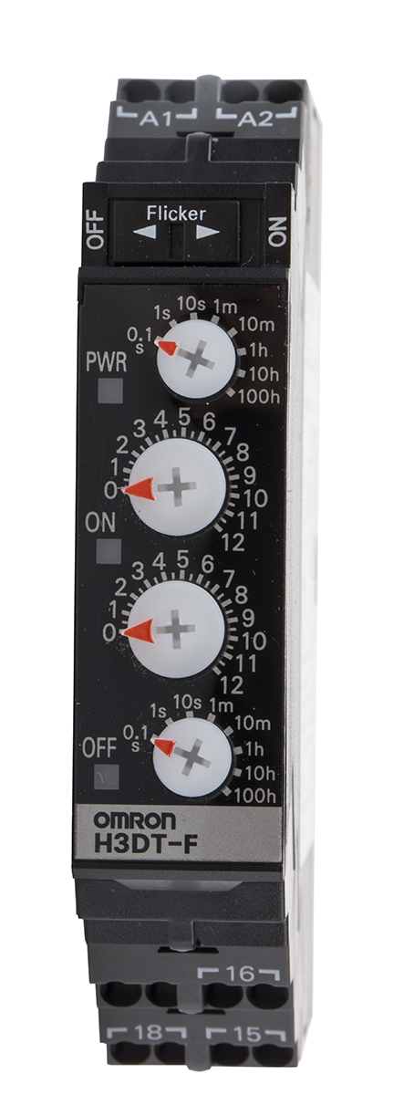 Omron H3DT Series DIN Rail Mount Timer Relay, 24 → 240V ac/dc, 2-Contact, 0.1 s → 1200 h, 1-Function, SPDT