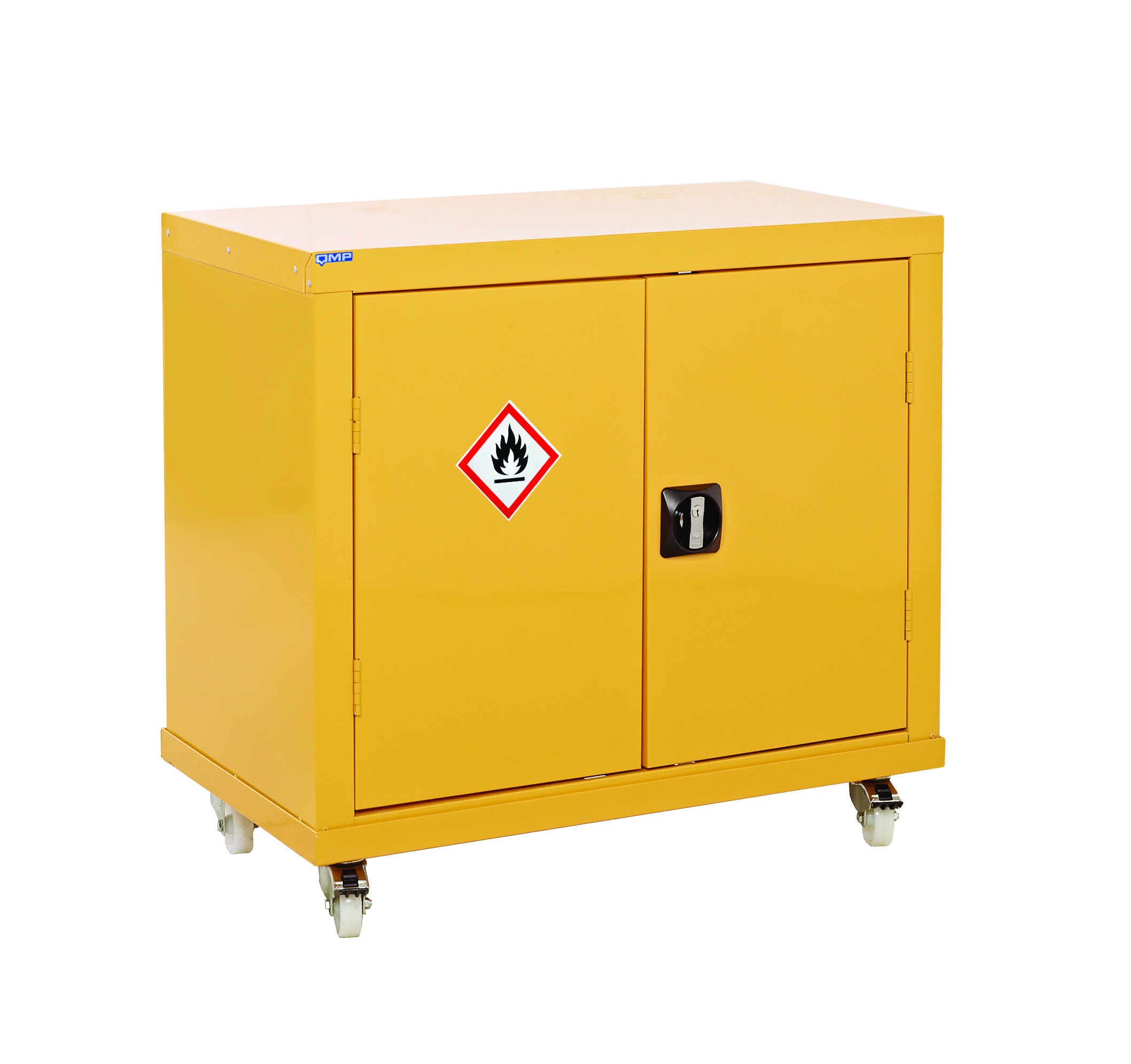 RS PRO Yellow Steel Lockable 2 Door Hazardous Substance Cabinet, 840mm x 900mm x 460mm