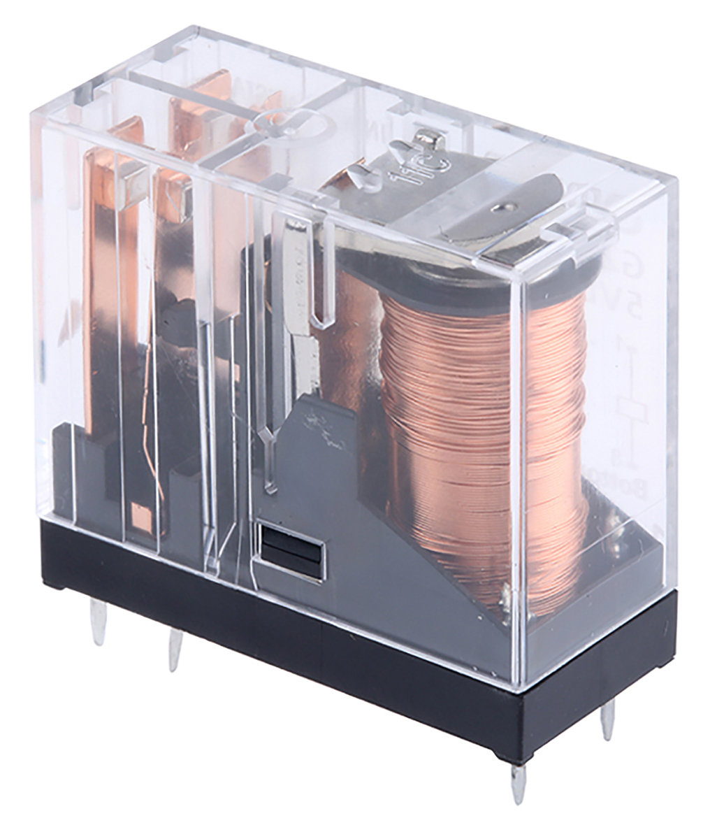 Omron PCB Mount Power Relay, 5V dc Coil, 5A Switching Current, DPST