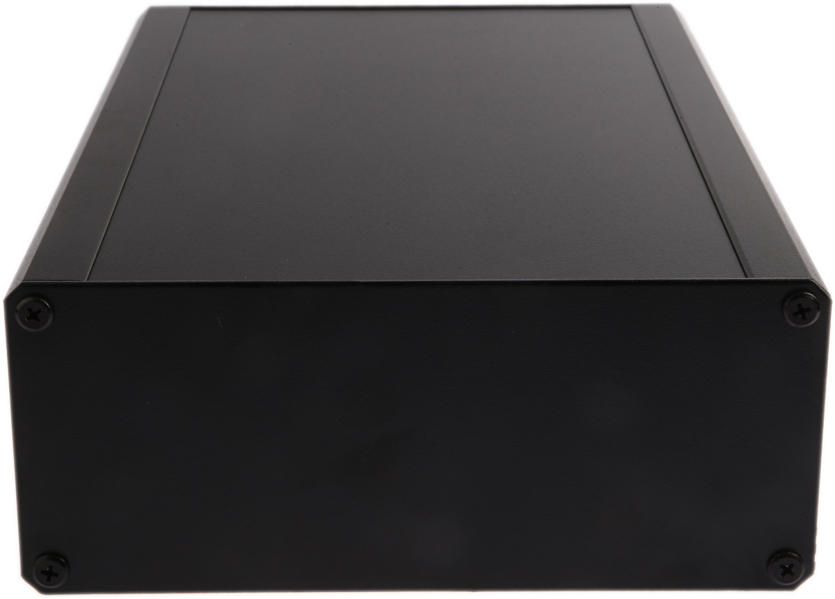 RS PRO Black Extruded Aluminium Heat Sink Case, IP40, Black Lid, 300 x 200 x 86mm