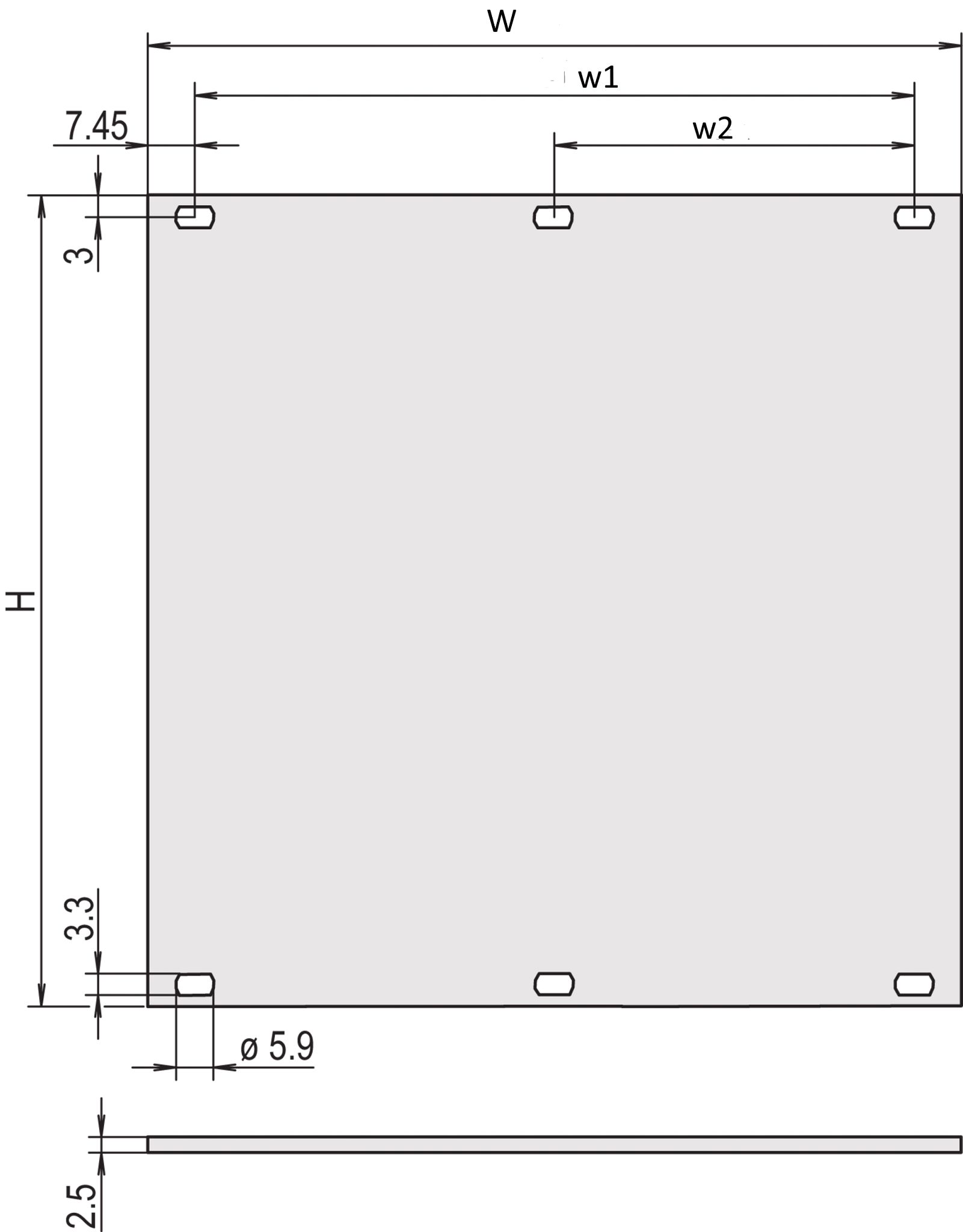 nVent SCHROFF 30847 Series Aluminium Front Panel, 128.4 x 9.8mm