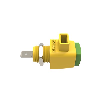 Schutzinger 12.5mm Green/Yellow Terminal Post, 300V, 16A, Pg 7 Thread