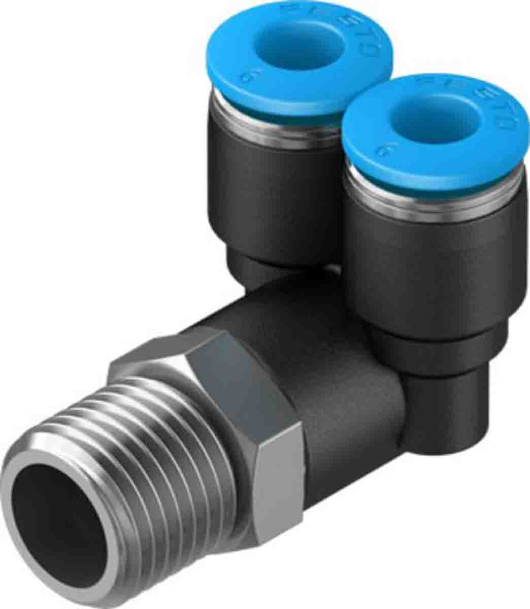 Festo Y Threaded Adaptor, Push In 6 mm to Push In 6 mm, Threaded-to-Tube Connection Style, 153174