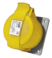Amphenol Industrial, Easy & Safe IP44 Yellow Panel Mount 2P + E Industrial Power Socket, Rated At 32A, 110 V