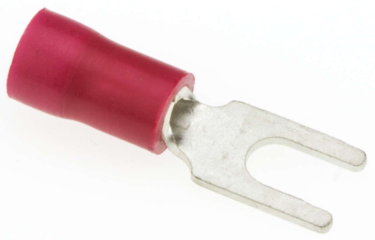 JST A Insulated Crimp Spade Connector, 0.2mm² to 1.65mm², 22AWG to 16AWG, 3mm Stud Size Vinyl, Red