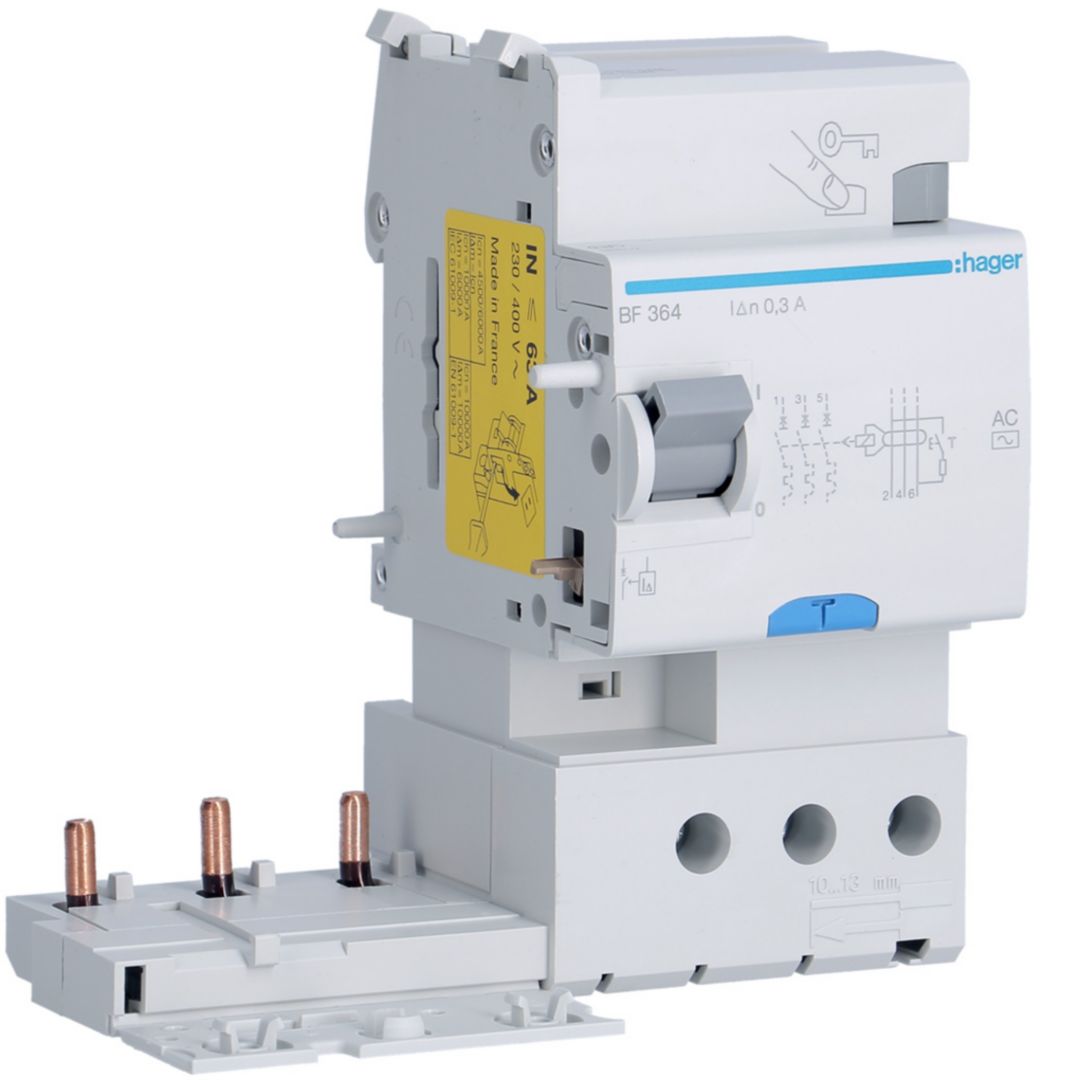 Hager BF RCCB, 63A, 3P Pole, 300mA, Type AC