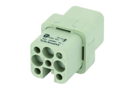 Amphenol Industrial Heavy Duty Power Connector Insert, 10A, Female, Heavy Mate C146 Series, 8 Contacts