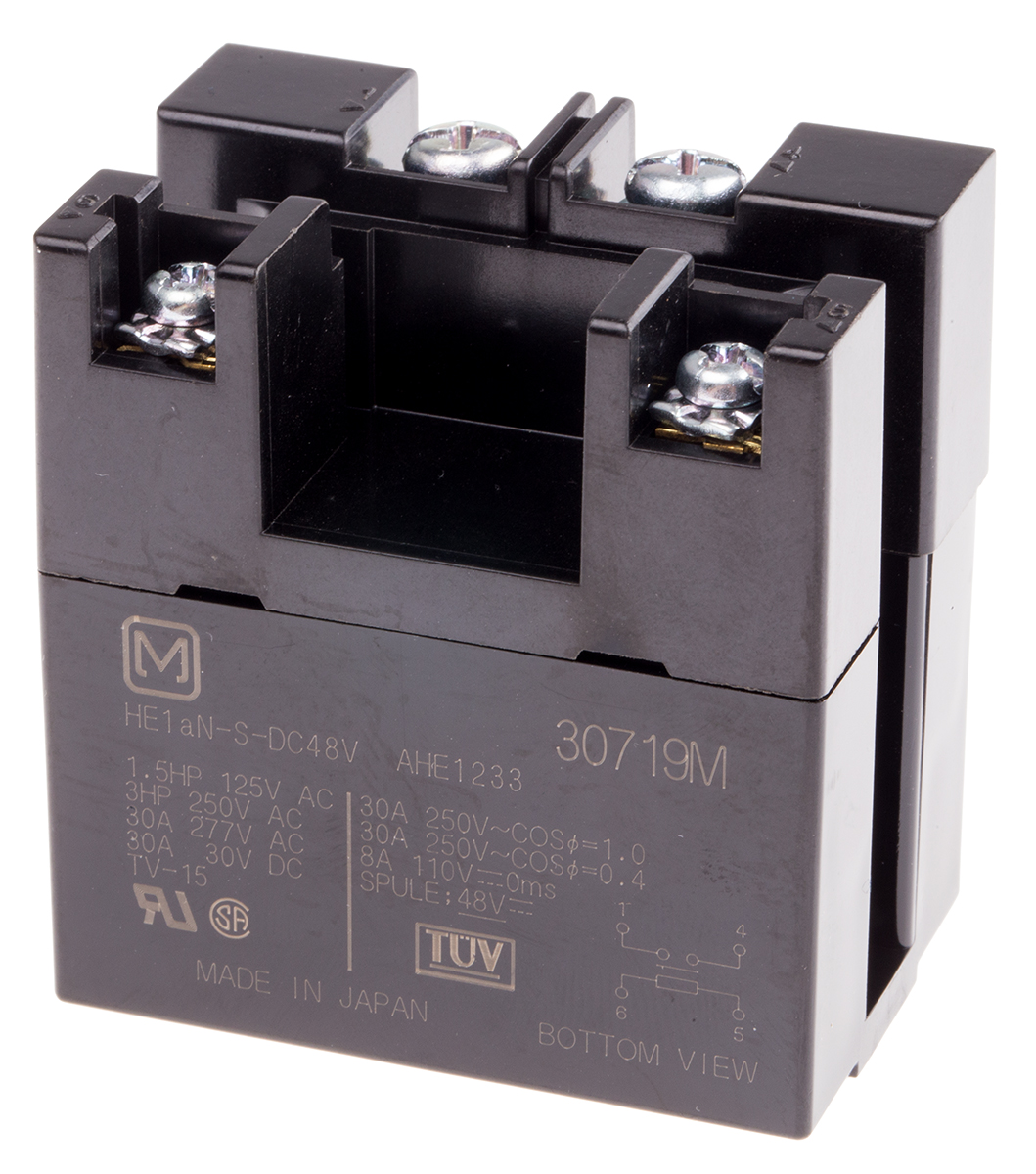 Panasonic PCB Mount Power Relay, 48V dc Coil, 30A Switching Current, SPST