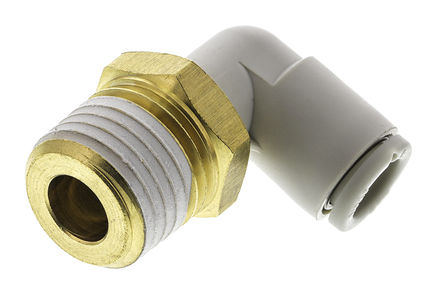 SMC KQ2 Series Elbow Threaded Adaptor, R 1/4 Male to Push In 6 mm, Threaded-to-Tube Connection Style