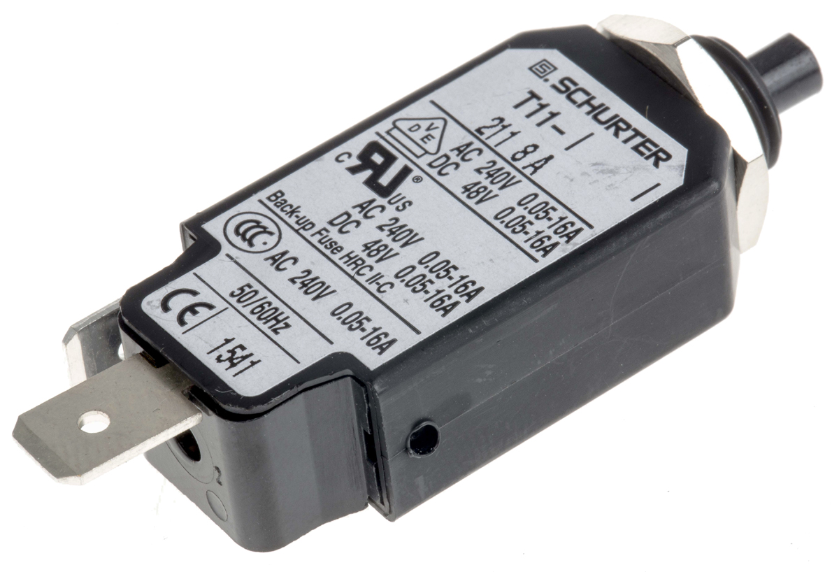 Schurter Thermal Circuit Breaker - T11  Single Pole 240V ac Voltage Rating, 8A Current Rating