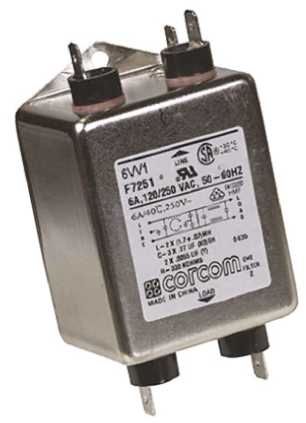 TE Connectivity, Corcom V 6A 250 V ac 50/60Hz, Flange Mount RFI Filter, Fast-On, Single Phase