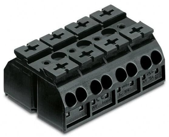 WAGO 862 Series Terminal Strip, 4-Way, 32A, 20 → 12 AWG, Wire, Push-In Cage Clamp Termination
