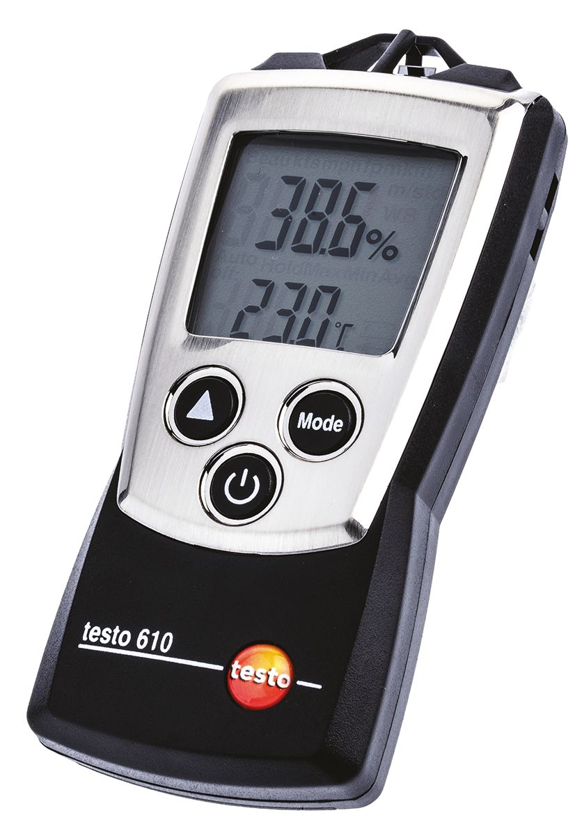 Testo 610 Handheld Hygrometer, ±2.5 %RH Accuracy, +50°C Max, 100%RH Max