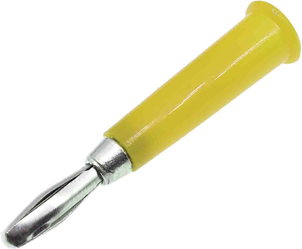RS PRO Yellow Male Banana Plug, 4 mm Connector, 19A, 30V, Nickel Plating