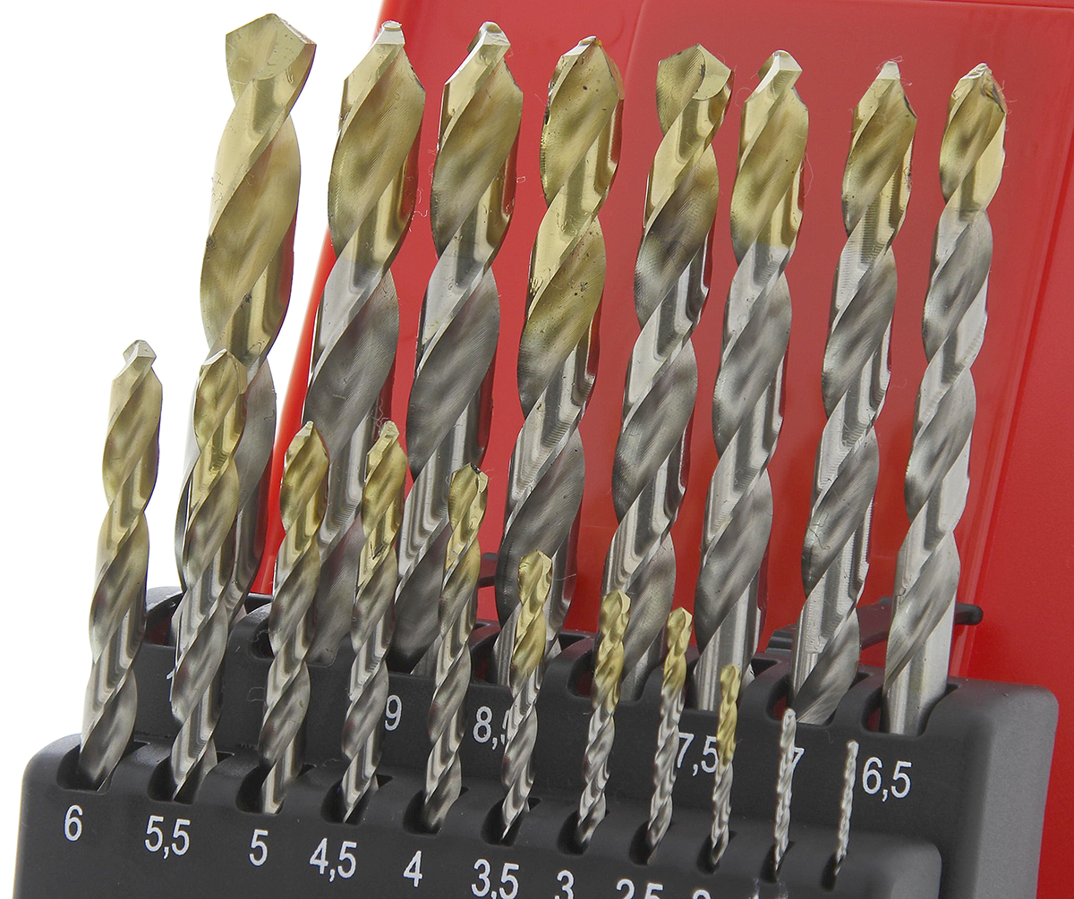 Dormer 19-Piece Twist Drill Bit Set for Multi-Material, 10mm Max, 1mm Min, HSS-TiN Bits