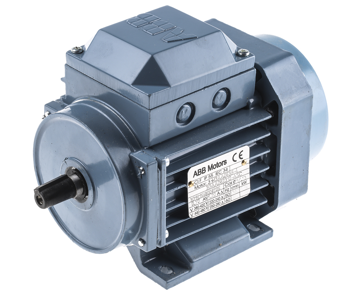ABB 3GAA Reversible Induction AC Motor, 0.18 kW, IE2, 3 Phase, 4 Pole, 415 V, Foot Mount Mounting