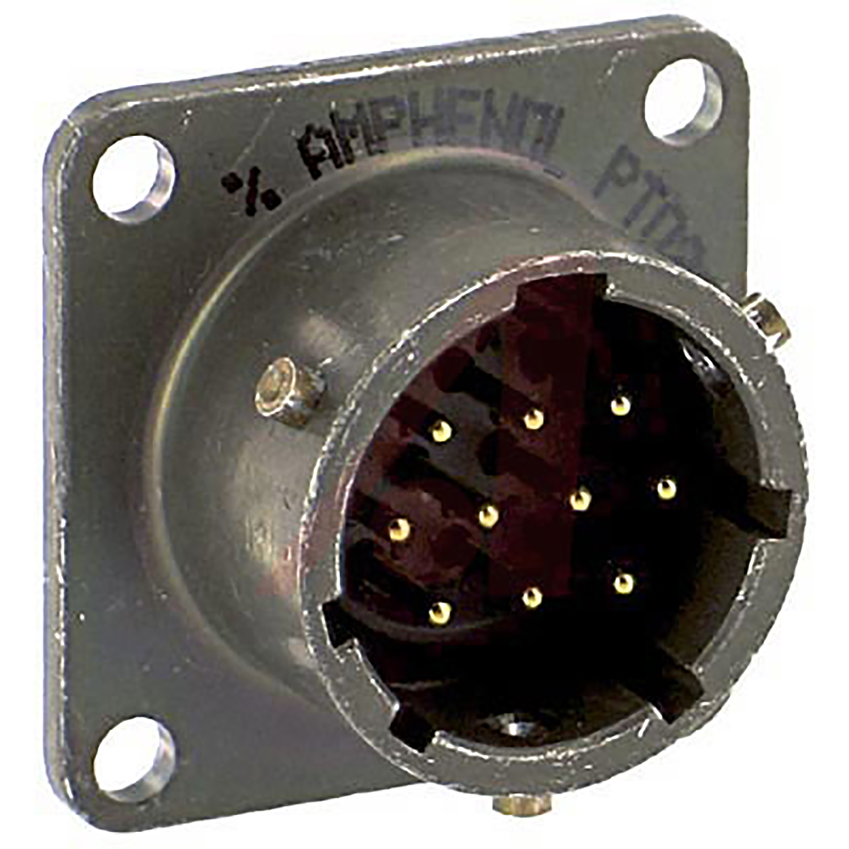 Amphenol Socapex, PT, Copper Alloy 10 Way Panel Mount MIL Spec Circular Connector ReceptacleGreen, Pin Contacts,Shell