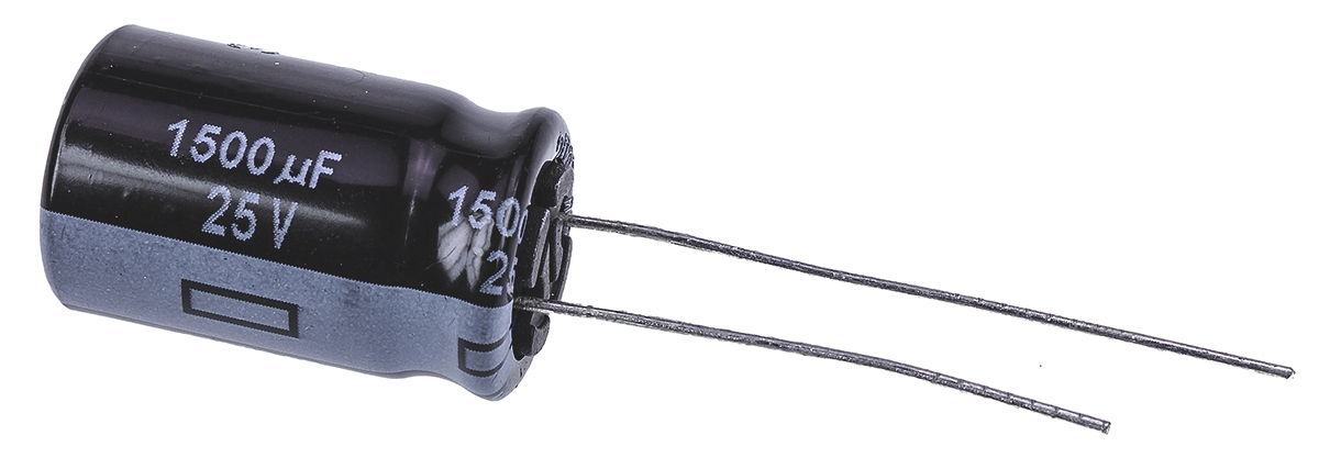 Panasonic 1500μF Aluminium Electrolytic Capacitor 25V dc, Radial, Through Hole - EEUFR1E152