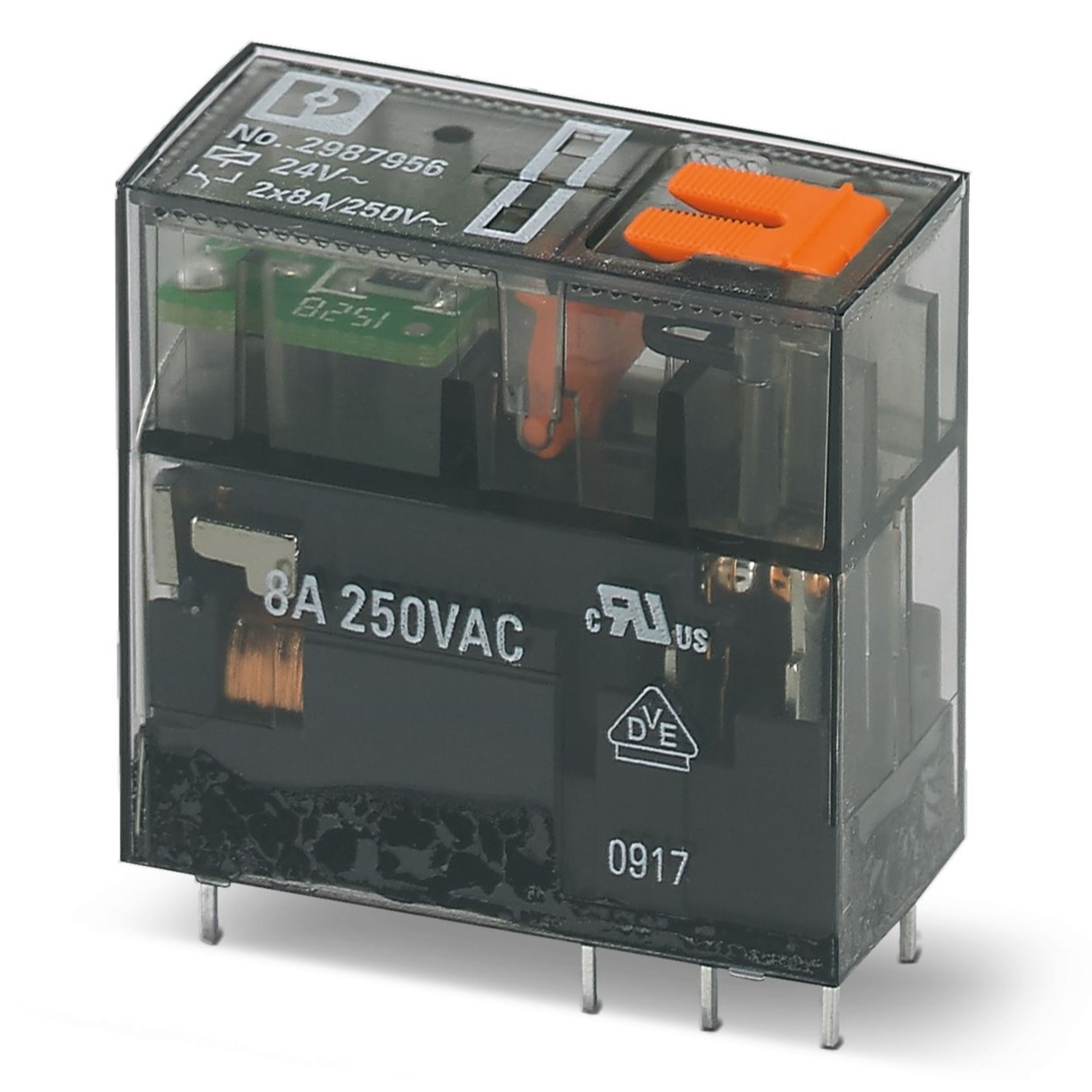 Phoenix Contact Plug In Power Relay, 24V ac Coil, DPDT