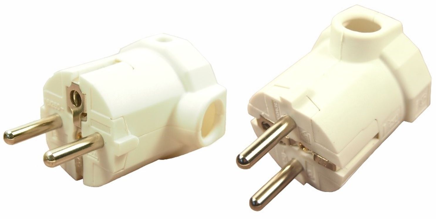 RS PRO German Mains Plug, 16A White, Cable Mount Screw, 250 V ac