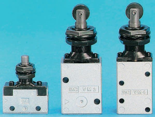 SMC Plunger 3/2 Pneumatic Manual Control Valve VM400 Series, Rc 1/8, 1/8in, III B