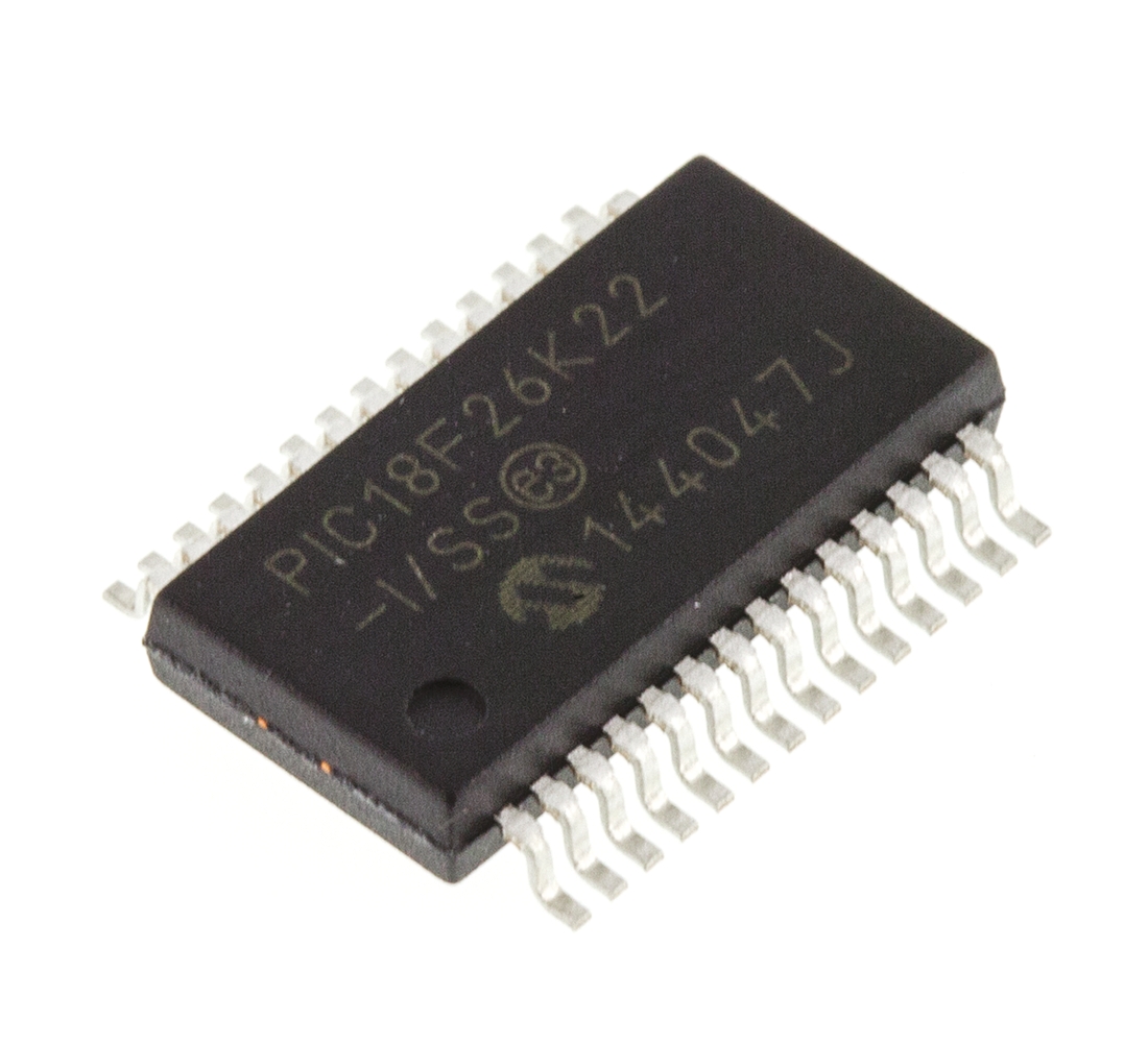 Microchip, 8 bit PIC, PIC18F2XK22 Microcontroller, 64 MHz, 64kB FLASH, 28-Pin SSOP