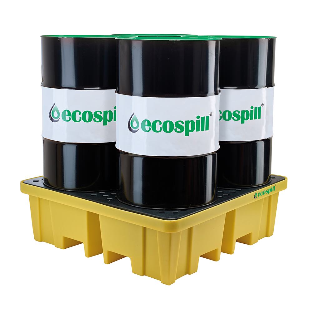 Ecospill Ltd Polyethylene 4 Drum Spill Pallet for Chemical, 250L Capacity
