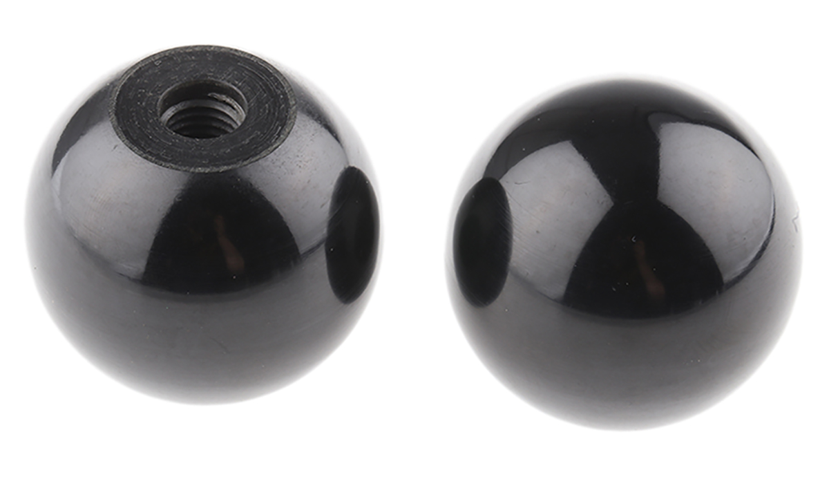 RS PRO Black Ball Clamping Knob, M10, Threaded Hole