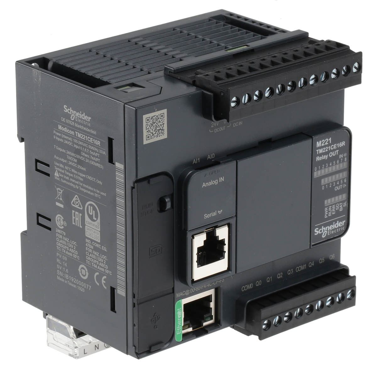 Schneider Electric Modicon M221 Series PLC CPU, 240 V Supply, Digital Output, 9-Input, Discrete Input
